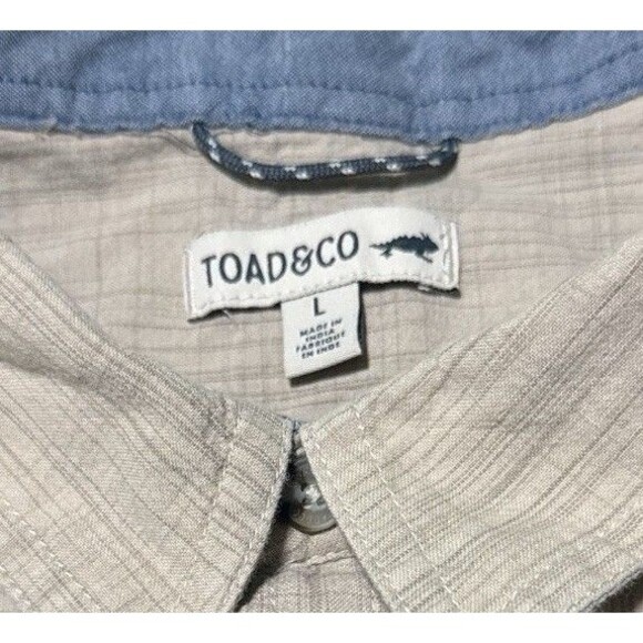 Toad & Co Smythy Shirt Men’s L Beige Tan Organic Cotton Short Sleeve Button Up - Picture 4 of 4